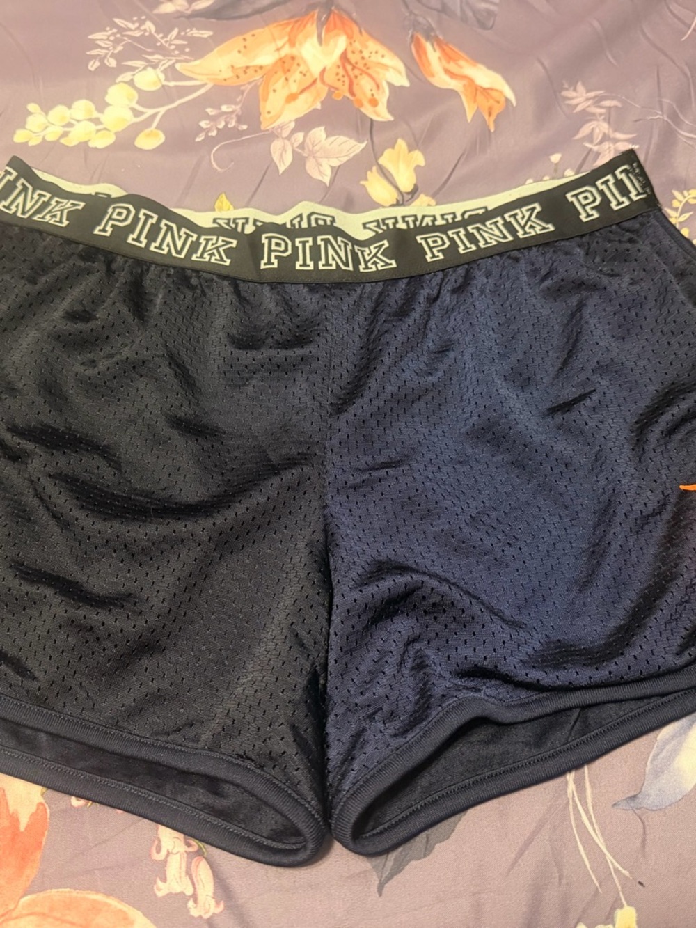 Detroit Tigers by PINK Navy Athletic Mesh Shorts with Logo Waistband